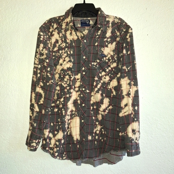 Wrangler Womens Button Up Acid Wash Tie Dye Black Western  Rodeo XL - Picture 1 of 9